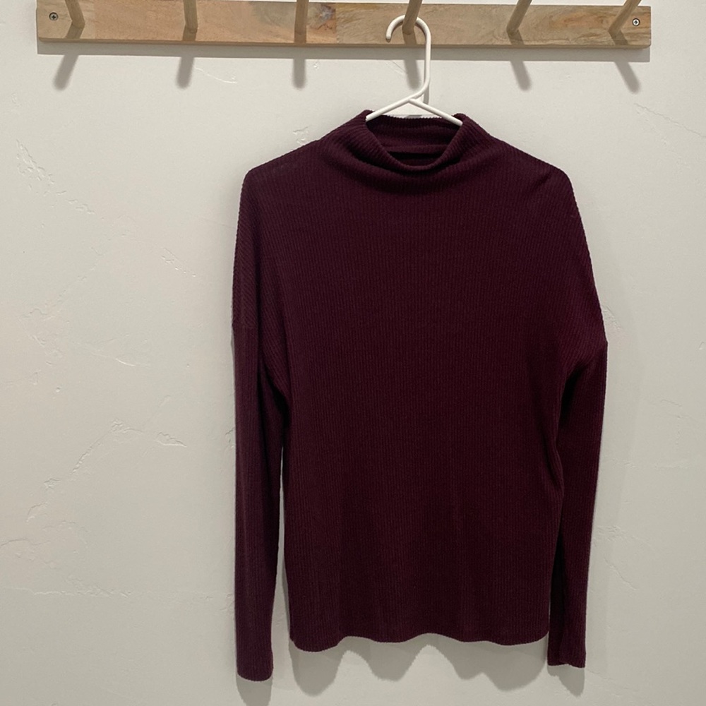 A New Day Maroon Ribbed Turtle Neck Sweater